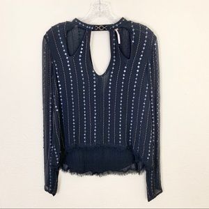 FREE PEOPLE Black Beaded And Sequin Blouse